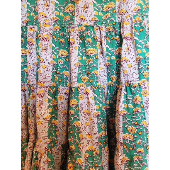 Rhode Target Skirt Large Cotton Ruffle Tier Midi Whimsical Floral Stripe Green - Picture 9 of 9